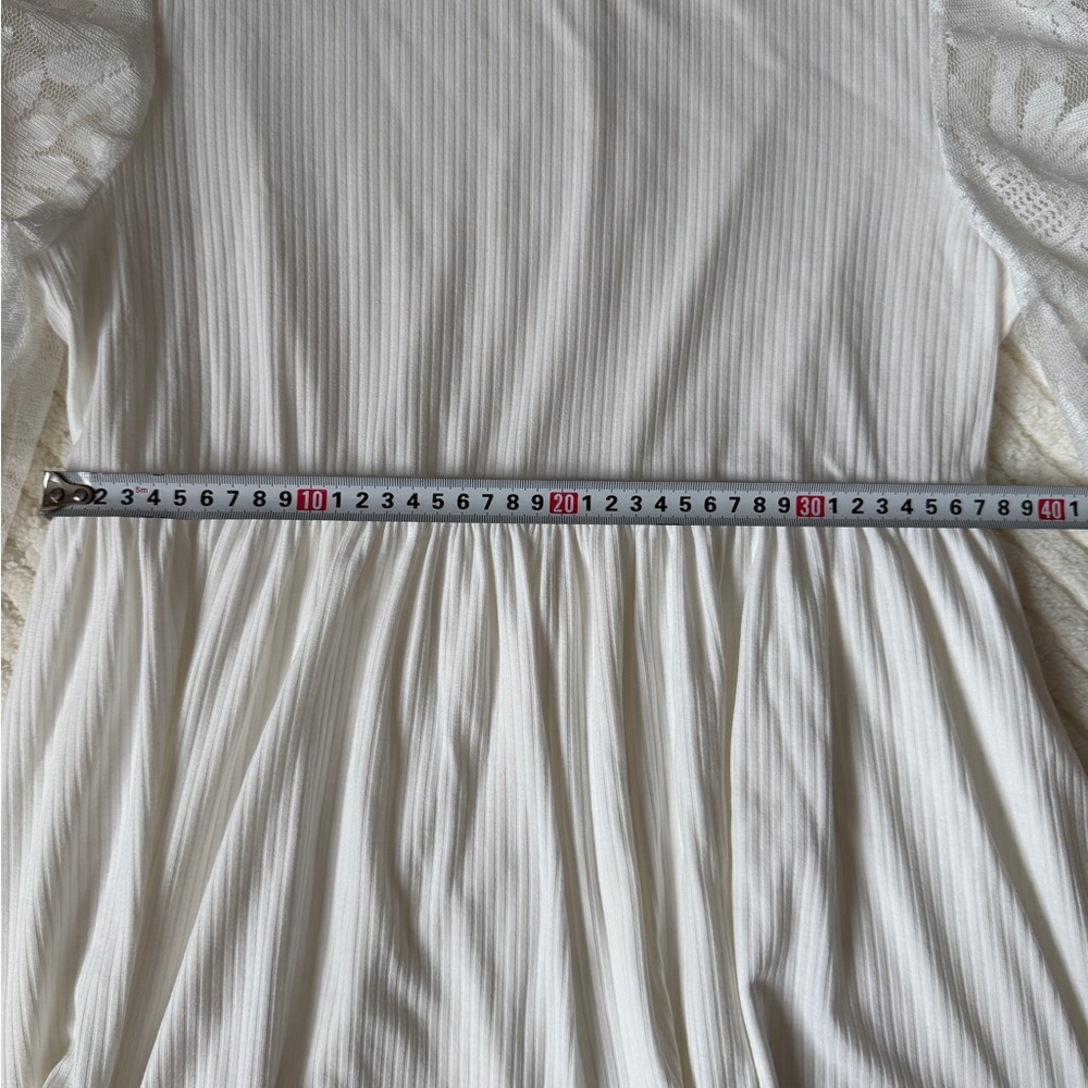 SHEIN White Babydoll Dress with Bishop Sleeves - Picture 5 of 8